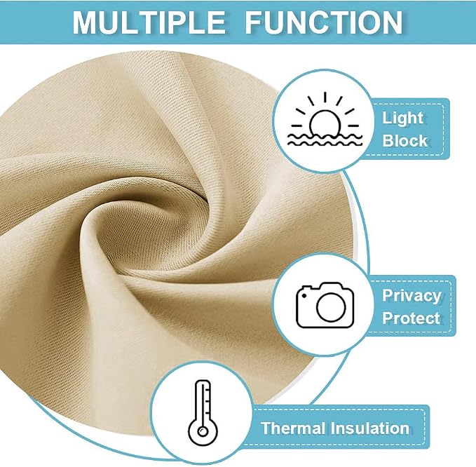 RYB HOME Short Curtains for Small Window Kitchen Bathroom Cafe RV Camper | Sunmmer Heat Light Blocking,Privacy,Energy Saving,For Sunroom Laundry Room Stair Window,W52 x L36,Biscotti Beige,2 Panels - Image 6