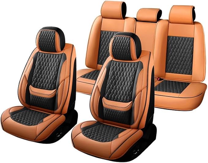 Car Seat Covers Full Set Custom Fit For Toyota RAV4 2001-2026, Black&Brown | Lumbar Support, Premium Faux Leather, Breathable, Anti-Slip, Airbag Compatible, Waterproof, Car Seat Protectors, 2 Row-5Seat - Image 6