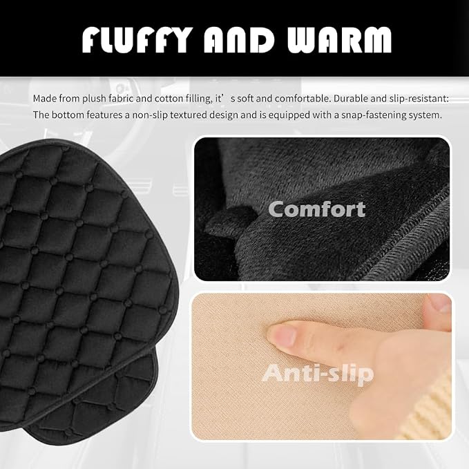 Plush Soft Car Seat Covers Rear Seats,Anti-Slip & Comfortable Car Seat Cushion with Storage Pockets,Universal Cars Seats Pad Cars Interior Accessories for SUVs,Trucks（Rear） - Image 4