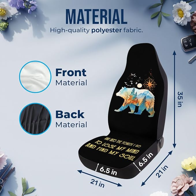 GENANY Camping Car Seat Covers, 2-Piece Front Seat Set | 2-piece polyester front seat cover set, each 35 x 21 x 21 inches, with adjustable straps and hooks - Image 5