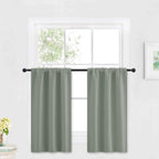 RYB HOME Kitchen Blackout Window Curtains Over Sink 36 inch Length | Summer Light UV Blocking,Energy Efficient,Cabinet Shelf Cupboard Blinds Window Coverings,W29 x L36,Greyish Green,2 Panels by RYBHOME