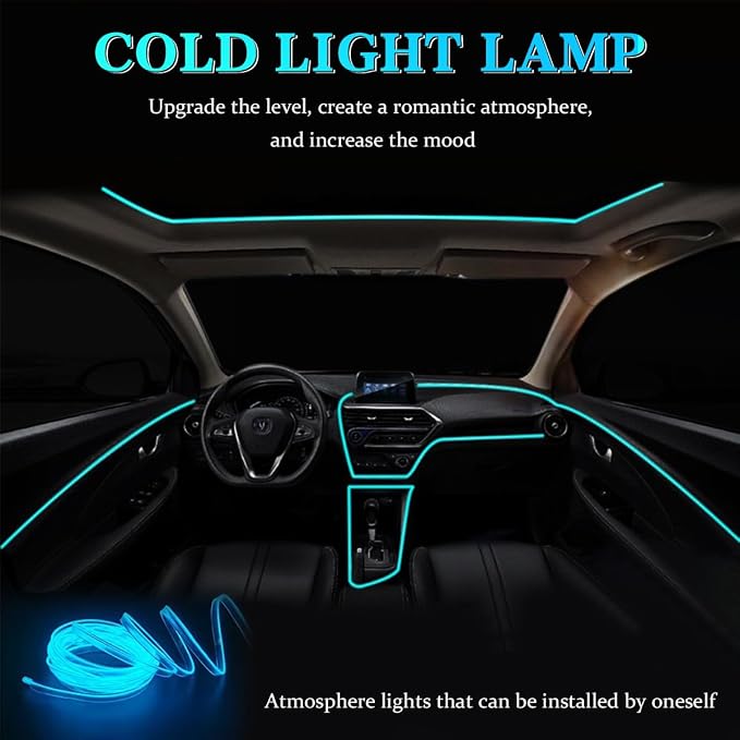 EL Wire Car Interior LED Strips Lights, 16FT 5V USB Auto Neon Light Strip, Electroluminescent Vehicle Interior Ambient Lighting Decor Accessories, Universal for RV, SUV, Truck (Blue) - Image 4