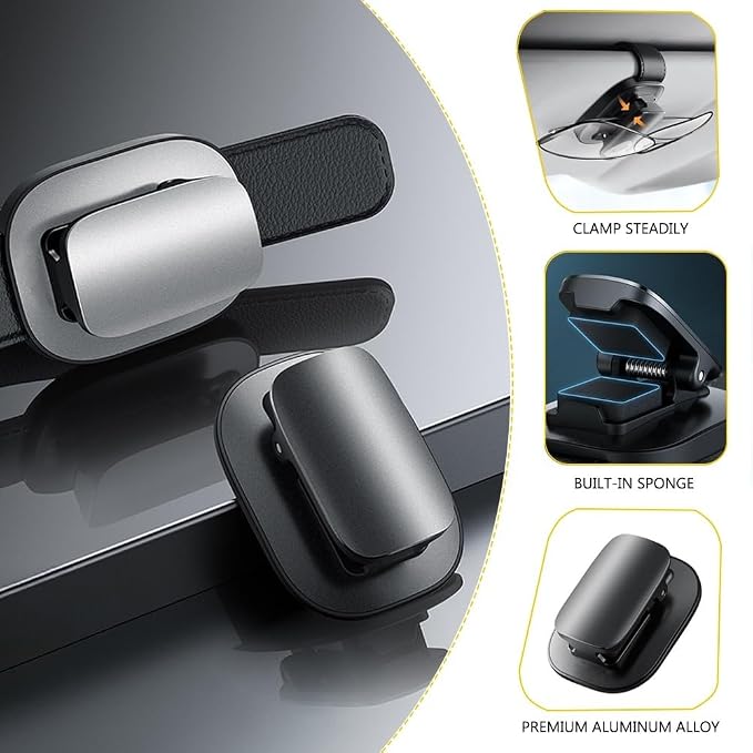 Tumecos Car Glasses Clip Sunglasses Holder Clip Glasses Box Sunglasses Clip Card Glasses Accessory Ticket Card Clip (Black 2) - Image 4