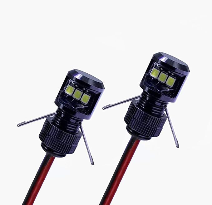 Oznium Side View LED Bolt - 12V LED Side Emitting Light for Bumper, Grille, Cars Interior, Dash, Ambient Lighting, Motorcycle with Aluminum Housing & Screw Nut (11 mm Black, Blue LED), 2-PACK by Oznium