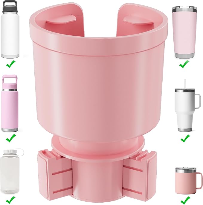SEVEN SPARTA Car Cup Holder Expander for 32-46oz Large Bottles & Tumblers | Larger Version Fits Yeti 46oz, Hydro Flask & Nalgene, Upgraded Adjustable Offset Base, Fits 3.5"-4" Bottles, Mugs & Tumblers by SevenSparta