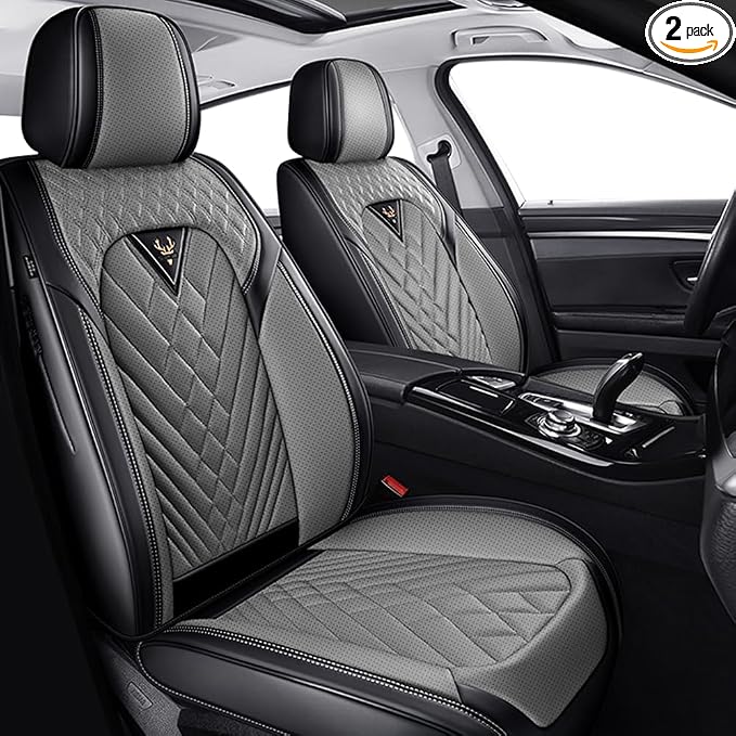 Fit for Toyota Prius Seat Covers 2001-2026,Premium Leather, 360° Full Protection, Thick Padding & Memory Foam, Waterproof & Stain-Resistant Car Seat Cover Front Set (2 Seat,Black&Gray) by Unknown