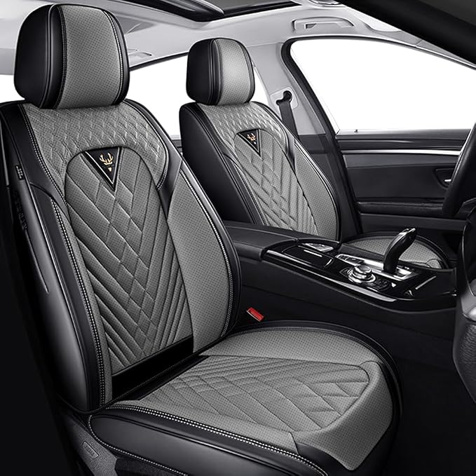 Fit for Toyota Sienna Limited Seat Covers 2014-2026, Nappa Leather, 360° Full Protection, Thick Padding & Memory Foam, Waterproof & Stain-Resistant Car Seat Cover (Standard 2 Seats,Black&Gray) by Unknown