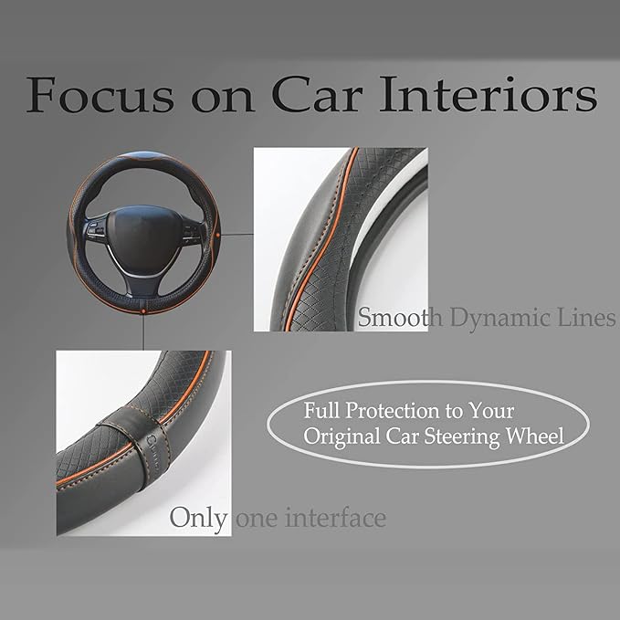 Car Steering Wheel Cover, Anti-Slip, Safety, Soft, Breathable, Heavy Duty, Thick, Full Surround, Sports Style (Gray) - Image 6
