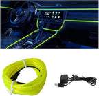 EL Wire Car Interior LED Strips Lights, 16FT 5V USB Auto Neon Light Strip, Electroluminescent Vehicle Interior Ambient Lighting Decor, Universal for RV, SUV, Truck (Fluorescence Green) by KHGUZ
