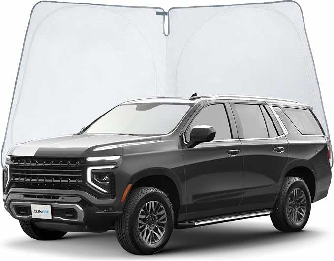 CLIM ART Windshield Sun Shade for Chevrolet (Chevy) Tahoe 2021-2026, Custom-Fit Foldable Car Sunshade, Vehicle Sun Protector, Front Auto Windshield Cover, Car Accessories - WS3004 by CLIMART