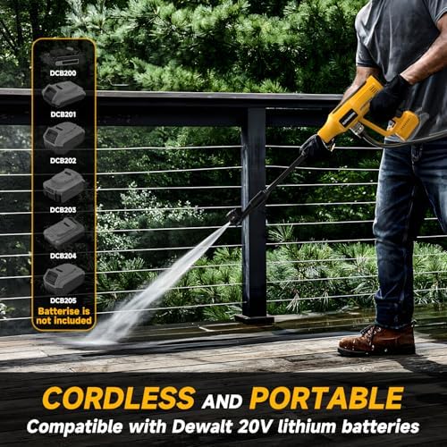 SLENJADFIN Cordless Portable Washer Compatible with Dewalt 20V Battery, Portable Handheld Cleaning Tool with Brushless Motor, 6-in-1 Nozzle, 4 Level Adjustable for Car Floor Fence Wall (Tool only) - Image 6