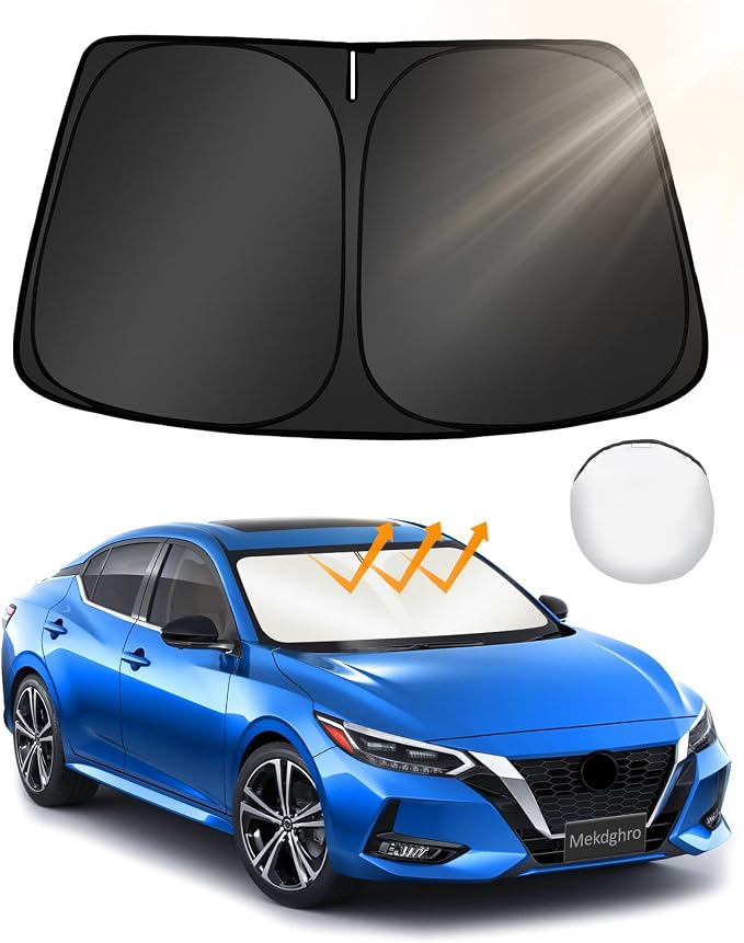 Custom Fit Windshield Sun Shade for Ni-ss-an Sentra 2020-2025 2026 | Foldable, Easy to Install & Store, Full Coverage, 210T Reflective Fabric, Blocks 99% of UV Rays by Mekdghro