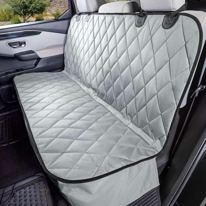 4Knines Heavy-Duty Rear Seat Cover for Dogs - Fitted, Grey Reg | K9-Shield waterproof layer, non-slip backing, quick-release clips for easy install and cleanup. Machine washable. by 4Knines