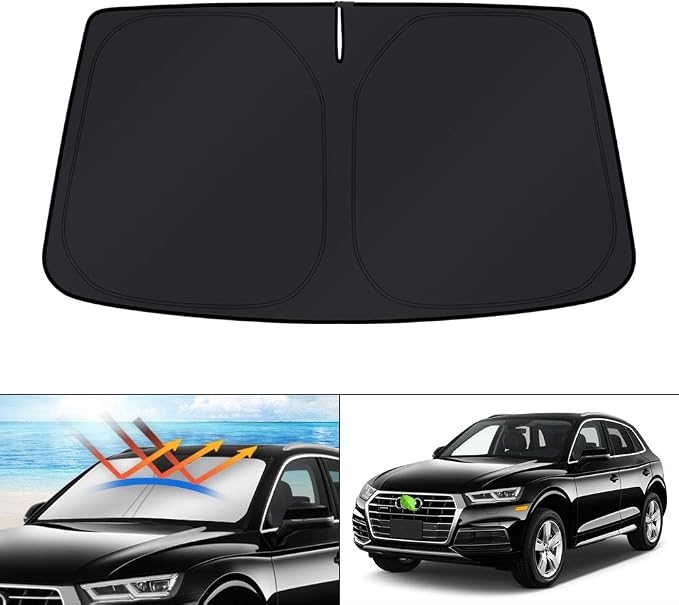 KUST Windshield Sun Shade for Audi Q5 Accessories 2018-2024 2025 2026 Custom Fit Window Shade Sun Visor Protector Foldable Blocks UV Rays Keep Car Cooler by KUST