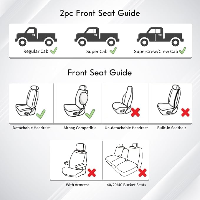 Huidasource Custom Fit Ford F150 Seat Covers Waterproof Fit for 2015-2026 F150 SuperCrew & 2017-2026 F250 F350 F450 Super Duty Crew Cab Pickup XL XLT Lariat King Ranch Platinum(Front Pair/Black&Red) - Image 6