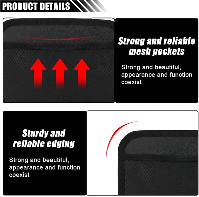 smilfuy 2PCS Car Net Pocket, Car Sticky Organizer Mesh Pocket Side Clutter Scattered Storage Phone Holder, Elastic Mesh Seat Back Pocket Car Storage Net Bag, Strong Paste Organizer (2 Large) - Image 4