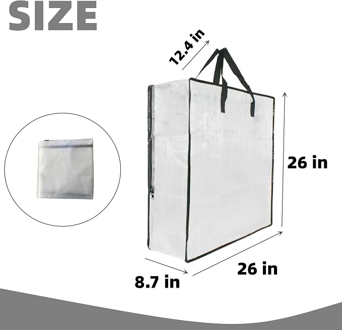 3 Pack Clear Storage Bags with Zipper and Handles, Blanket Bags For Closet Storage, Moving and Packing Supplies for College, Underbed Storage Organizer for Clothes Pillow Bedding Christmas Wreath - Image 2