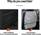 Bling Crystal Car Seat Back Kick Protectors with Storage, Sparkly Diamond Kick Mats, Universal Seat Protector for SUV and Automotive Crystal Auto Accessories for Women White 2pcs - Image 6