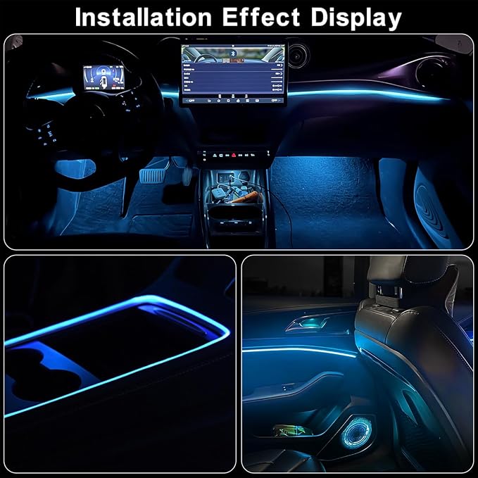 EL Wire Interior Car Lights, 16.5FT USB Ambient Lighting Strip, Ice Blue | Neon Glowing Strobing Electroluminescent Wire, 6mm Sewing Edge, Inside Car Lighting Accessories - Image 4