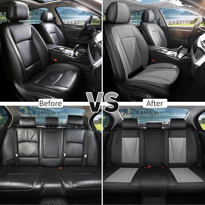 Car Seat Covers Full Set Custom Fit for Mazda CX-5 2012-2026 , Black&Gray | Premium Faux Leather, Waterproof, Anti-Slip, Airbag Compatible, Breathable, Car Seat Protectors, 2 Rows 5 Seats - Image 6