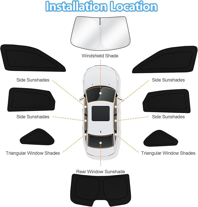 KUST Car Window Shades for Honda Civic 2022-2025 2026 Windshield Sun Shade Side Window Cover UV Block Privacy Protection Accessories for Camping Blackout Rear Back Full Set 8PCS - Image 8