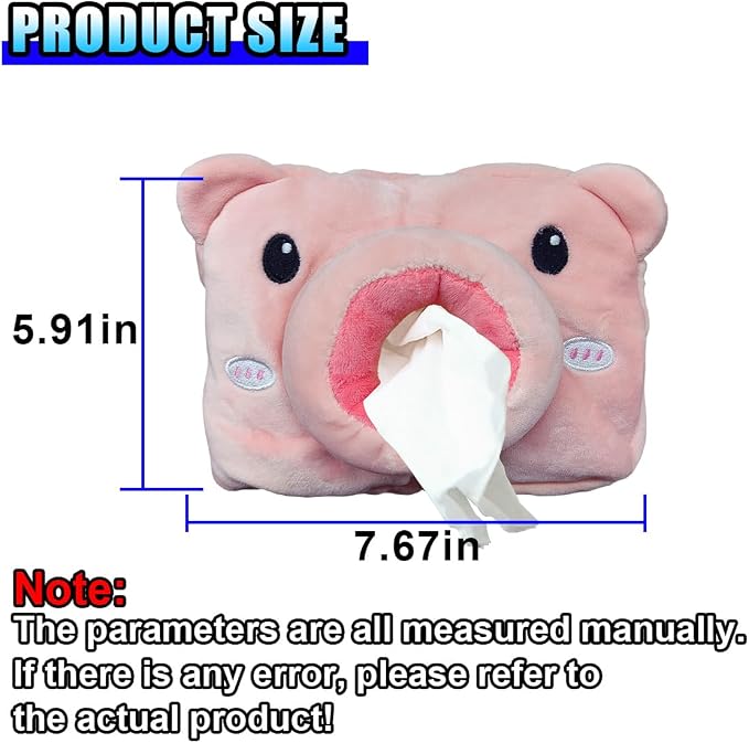 Cute Car Tissue Holder, Cartoon Auto Backseat Large Tissue Box, Car Paper Towel Holder Case, Universal Vehicle Napkin Organization Accessories Fit for Cars (Pig) - Image 2