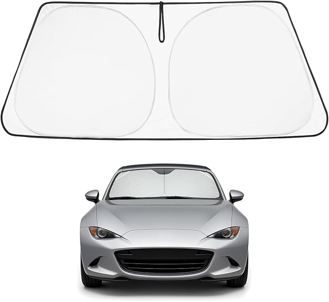 Proadsy Custom Fit Car Windshield Sun Shade for 2016-2026 Mazda MX-5 Miata | 240T Heat Shield, Drops Temp 54°F, Blocks 99% UV, Prevents Dashboard Cracking, Summer Parking & Beach Trips, Easy Twist-Fold by Proadsy
