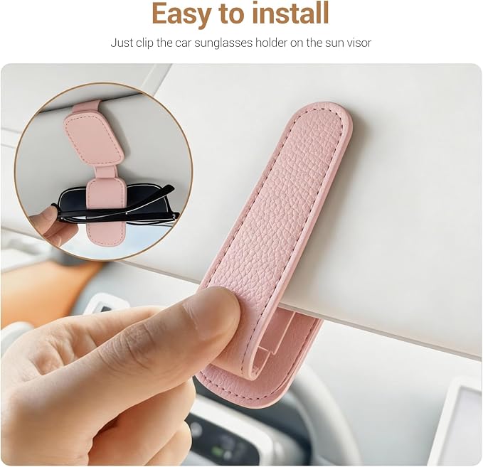 Sunglass Holder for Car Visor Clip, Teen Girl Car Essentials, Cute Pink Car Accessories for Women, Car Visor Magnetic Sunglasses Holder Clip (1, Pink) - Image 4