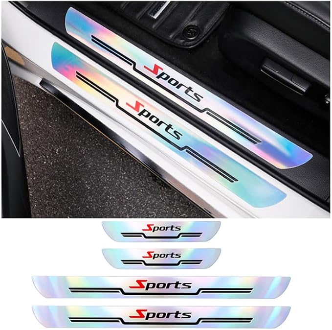4PCS Car Door Sill Protector, Sport Anti-Slip Vehicle Door Edge Scratch Protection, Self-Adhesive Automotive Entry Guard Decoration Sticker, Universal for SUV RV Truck (White) by Sandfren