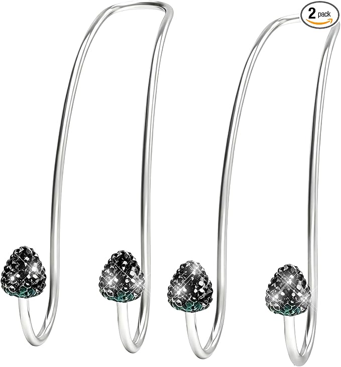 2 PCS Car Headrest Hooks Decorations, Bling Strawberry-Shaped Auto Backseat Hangers, Stainless Steel Purse Hook Diamond Seat Back Storage Holder for Most Cars Trucks SUVs (Black) by Unknown