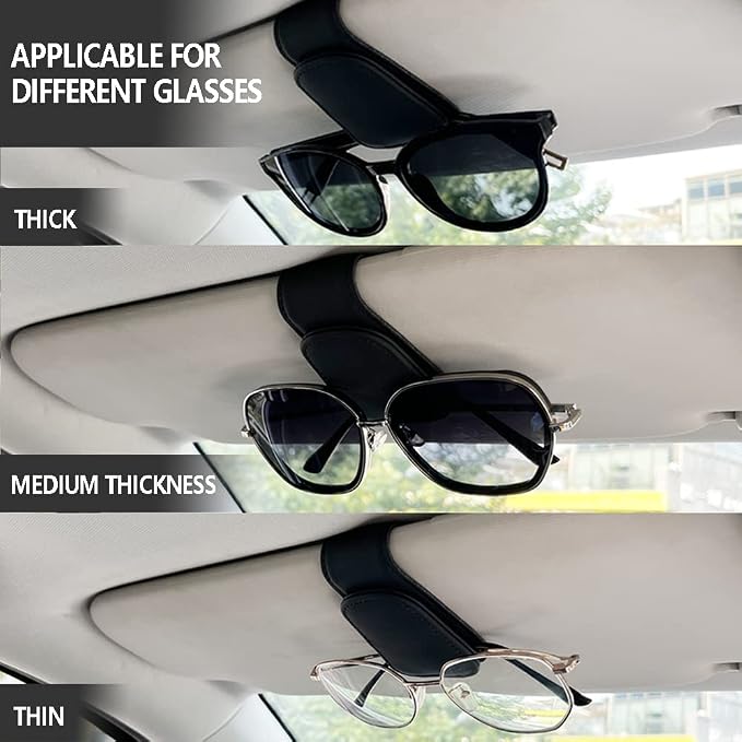 2Pcs Sunglass Holder for Car, Magnetic Leather Eyeglass Hanger Clip for Car Sun Visor, Sunglasses Holder and Ticket Card Clip for Car Visor Accessories - Image 4