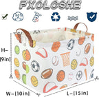 Rectangular Ball basket,Kids Storage Bins, Foldable and waterproof canvas kids basket organizer, Boys toy box,boys Room Decor,shelf basket(Ball game) - Image 7