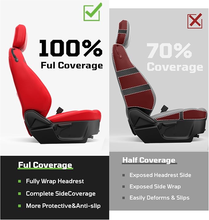 Custom Leather Car Seat Covers for Ford Mustang 2015-2023 Coupe, Red | Full Coverage Waterproof Car Seat Protector,Front & Rear Full Set,Split Backrest Compatible,Wear-Resistant,Airbag Compatible - Image 3
