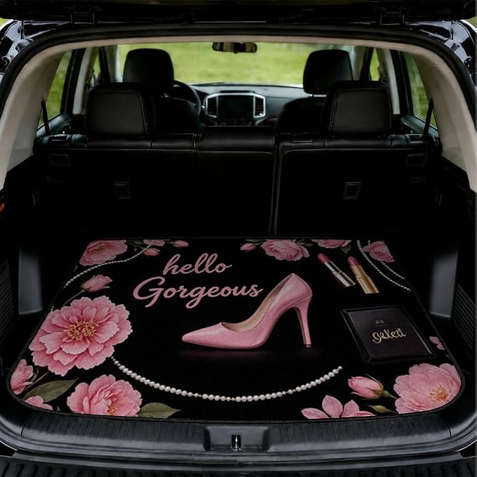Car Trunk Mat for SUV, 29"x39" Hello Gorgeous Pink Cargo Liner Protector | All Weather Universal Cargo Liners for Dogs, Car Accessory for SUVs/Sedan/Wagons, Durable Non-Slip Washable Rear Cargo Mat by Unknown