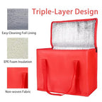 Bodaon 1-Pack Insulated Reusable Grocery Shopping Bags, X-Large Picnic Cooler Bag with Top Cold, Insulated Food/Pizza Delivery Bag (Red) - Image 5
