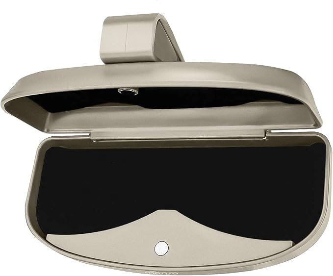 MOSISO Car Visor Sunglasses Case, ABS Eyeglasses Holder Protective Box | Universal Automotive Clip Eyewear Hard Shell Storage Organizer with Magnetic Closure and Double Card Clamp, Beige by MOSISO