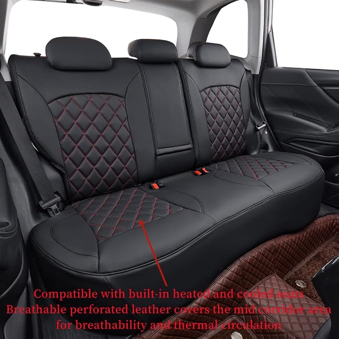 Car Seat Covers for 2009-2013 Subaru Forester,Rear w/Armrest,Faux Leather | Full Set Suv Seat Cushion,Easy Installation,Factory Look,Waterproof Car Seat Protector (Black-Diamond) - Image 5