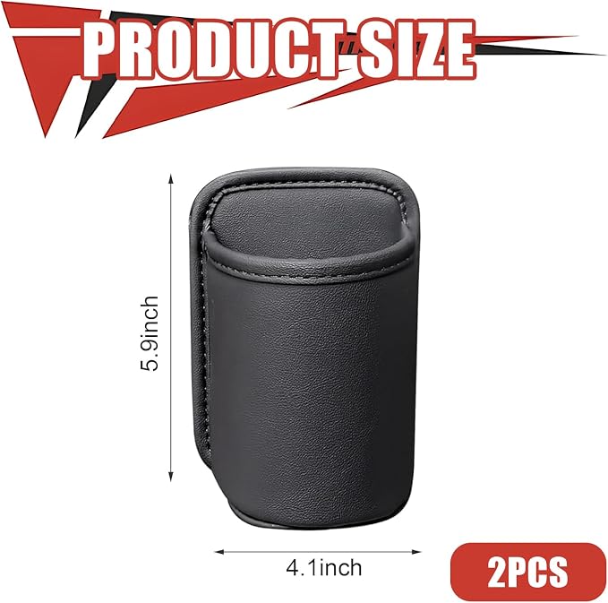 Car Door Cup Holder, Clip On Waterproof Car Window Cup Holder, Multifunctional Leather Door Storage Pocket, Universal Auto Interior Organizer Accessories for Most Cars (Black) - Image 2