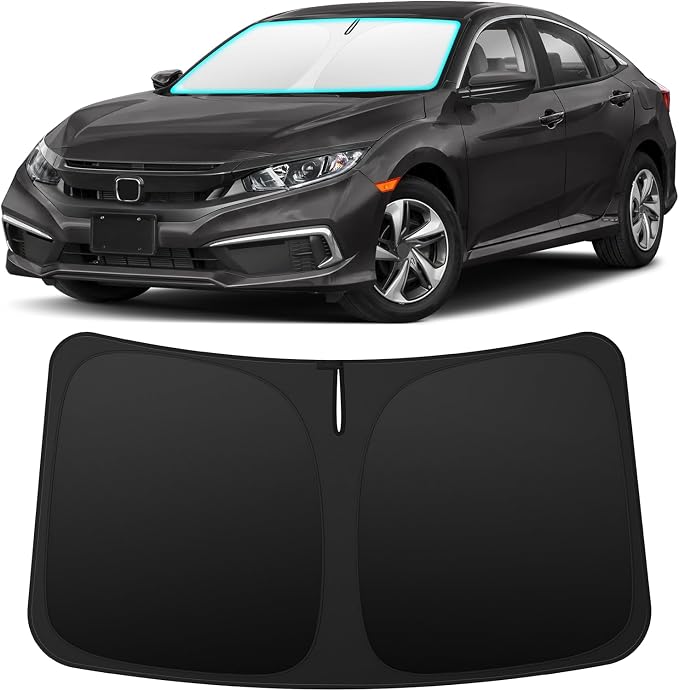 INSAUTO Custom Fit Windshield Sun Shade for Honda Civic 2016-2021 | Foldable Front Window Sunshade Car Accessories, UV & Heat Reflector, Keeps Interior Cool, Includes Storage Bag by INSAUTO