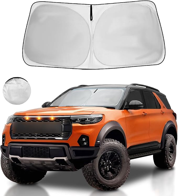 Windshield Sun Shade Car Sunshade Accessories for Ford Explorer 2020-2026 | HOHUIGO Front Window Screen Shade Foldable Heat shield Cover Sun Visor UV Protector Fit Ford Explorer, Keep Car Cooler by HOHUIGO