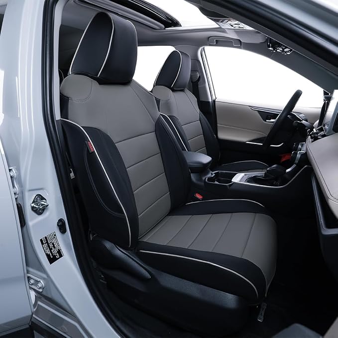 EKR Corolla Seat Cover Custom Fit for Toyota Corolla 2020 2021 2022 L/ LE,Leather Car Seat Cover Full Set-Faux Leather(Black/Gray) by EKR