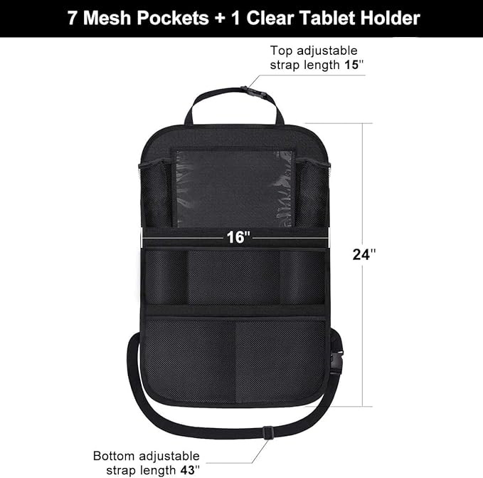 ONE PIX Backseat Car Organizer Mats Back Seat Organizers and Storage Bag with Touch Screen Tablet Holder for Kids Toddlers Car Seats, Travel Accessories, Road Trip Essentials Kids - Image 4