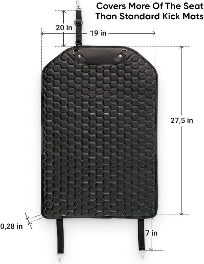 Kick Mat Back Seat Protector - Car Back Seat Cover for Kids Feet - Waterproof & Sturdy Protector for Upholstery from Dirt, Mud, Scratches and Stain (Black 2 pcs) - Image 5