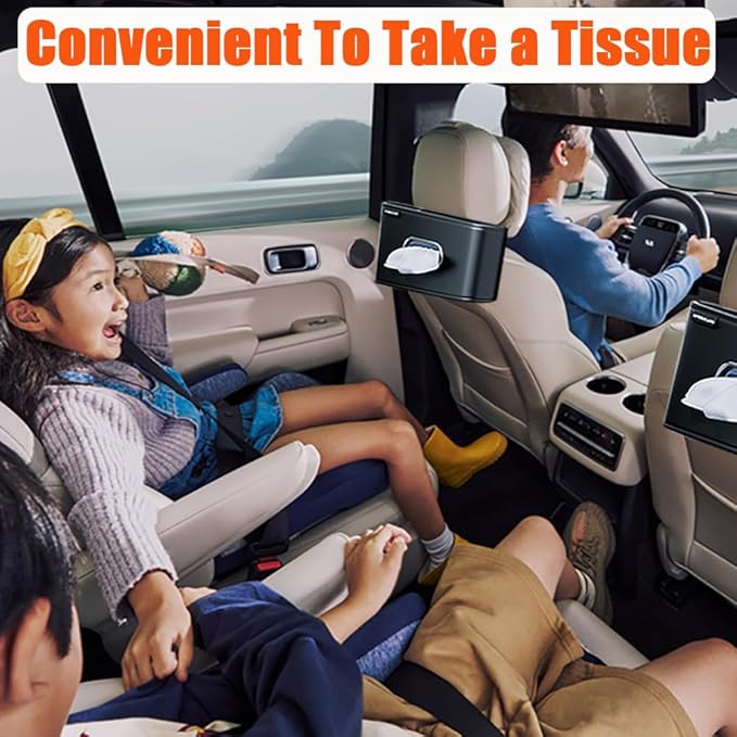 Car Tissue Holder, Car Kleenex Holder Fits 100-160 Count | Premium PU Leather,Keep Tidy,Universal,Large tissue box,Backseat Car Napkin Holder,Tissues Dispenser for Car,Black - Image 2
