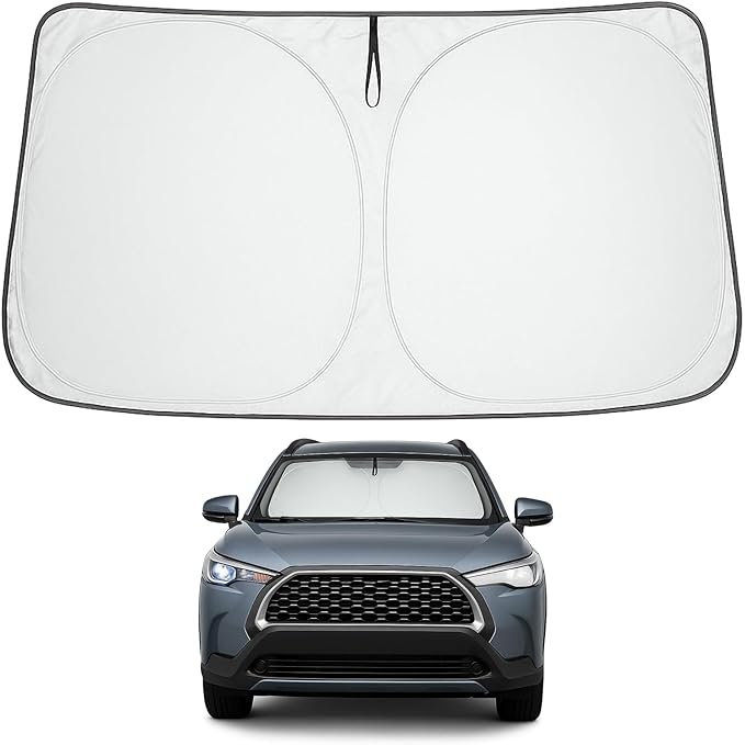 Proadsy Custom Fit 2022-2026 Toyota Corolla Cross Car Windshield Sun Shade | 240T Heat Shield, Drops Temp 54°F, Blocks 99% UV, Prevents Dashboard Cracking, Summer Parking & Beach Trips, Easy Twist-Fold by Proadsy
