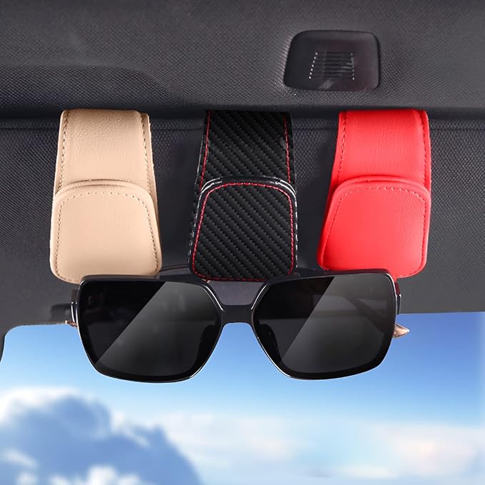 AICEL Sunglasses Holders for Car Sun Visor, Leather Magnetic Clip, Green | Leather Eyeglasses Hanger Mounter, Magnetic Glasses Holder and Ticket Card Clip, Car Accessories, Universal Fit - Image 6