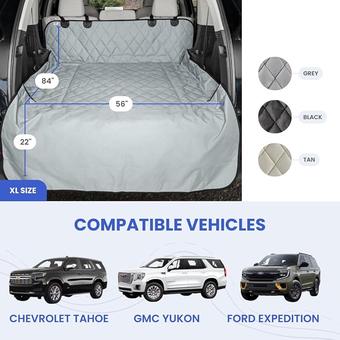 4Knines SUV Cargo Liner for Dogs, Fold Down Seats, Tan XL | Heavy-duty split design for 60/40 and 50/50 fold-down seats. K9-Shield waterproof protection and non-slip backing. - Image 2