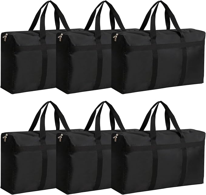 Extra Large Moving Bags with Strong Zippers and Carrying Handles | Storage Bags Organizer Duffle Bag Packing Bags for Moving, Storage, Travel and Camping, Totes for Space Saving, 6 Pack by Kvoike