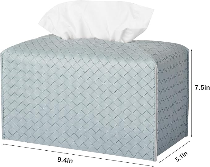 Tissue Box Cover Rectangle Leather Facial Paper Holder, PowderBlue | PU Leather，Easy to Fill, Easy Clean, Decorative Cube Tissue Box Holder for Office, Bathroom,Kitchen, Living room, Guest room - Image 4
