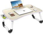 Fayquaze Portable Foldable Laptop Bed Desk with Storage Drawer and Cup Holder - Lap Desk Laptop Stand Tray Table for Eating, Reading and Working by FAYQUAZE